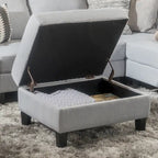Pouffre de rangement contemporain Tufted Waffle Stitch avec pieds en bouleau