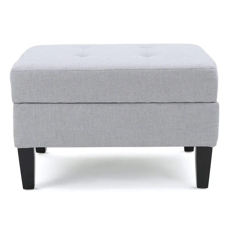 Pouffre de rangement contemporain Tufted Waffle Stitch avec pieds en bouleau