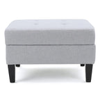 Pouffre de rangement contemporain Tufted Waffle Stitch avec pieds en bouleau
