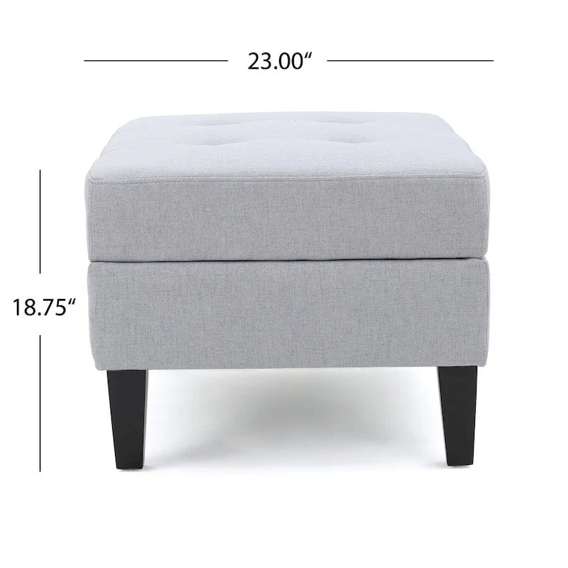 Pouffre de rangement contemporain Tufted Waffle Stitch avec pieds en bouleau