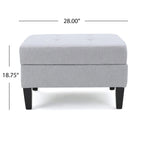 Pouffre de rangement contemporain Tufted Waffle Stitch avec pieds en bouleau