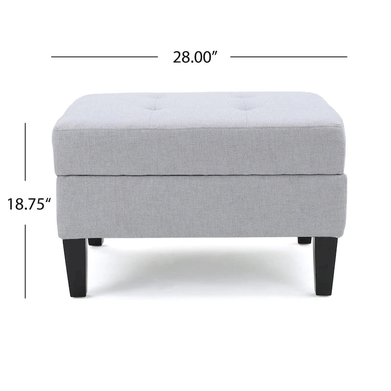 Pouffre de rangement contemporain Tufted Waffle Stitch avec pieds en bouleau