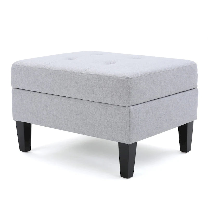 Pouffre de rangement contemporain Tufted Waffle Stitch avec pieds en bouleau