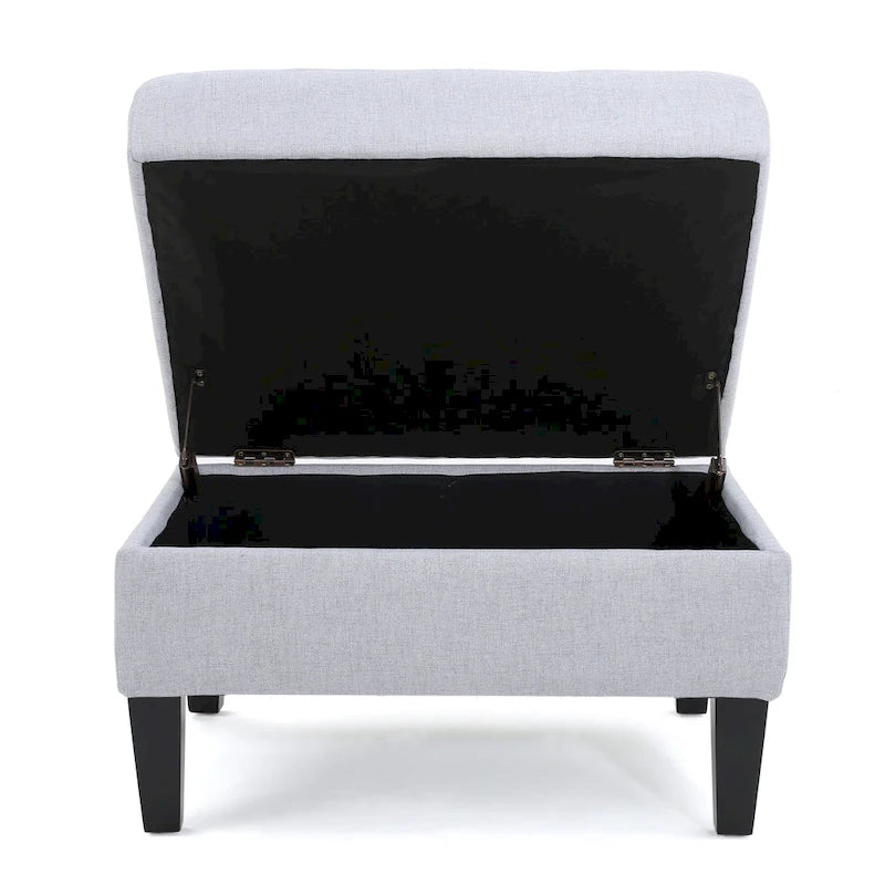 Pouffre de rangement contemporain Tufted Waffle Stitch avec pieds en bouleau