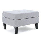 Pouffre de rangement contemporain Tufted Waffle Stitch avec pieds en bouleau