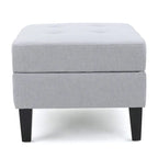 Pouffre de rangement contemporain Tufted Waffle Stitch avec pieds en bouleau
