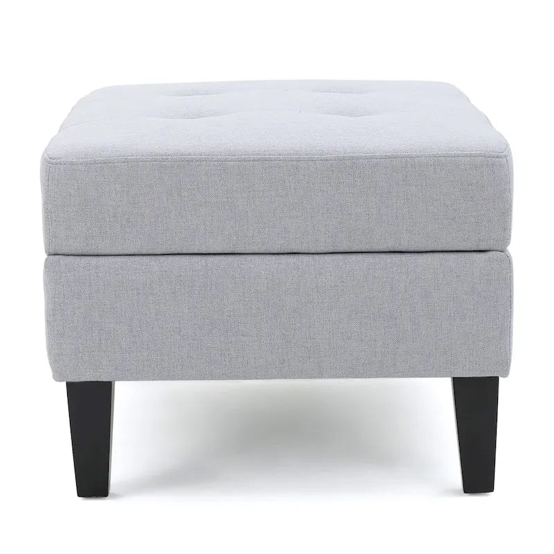 Pouffre de rangement contemporain Tufted Waffle Stitch avec pieds en bouleau