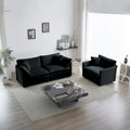 Canapé chenille noir avec causeuse et fauteuil simple