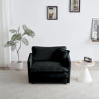 Canapé chenille noir avec causeuse et fauteuil simple