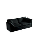 Canapé chenille noir avec causeuse et fauteuil simple
