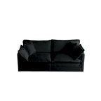 Canapé chenille noir avec causeuse et fauteuil simple