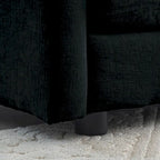 Canapé chenille noir avec causeuse et fauteuil simple