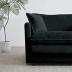 Canapé chenille noir avec causeuse et fauteuil simple