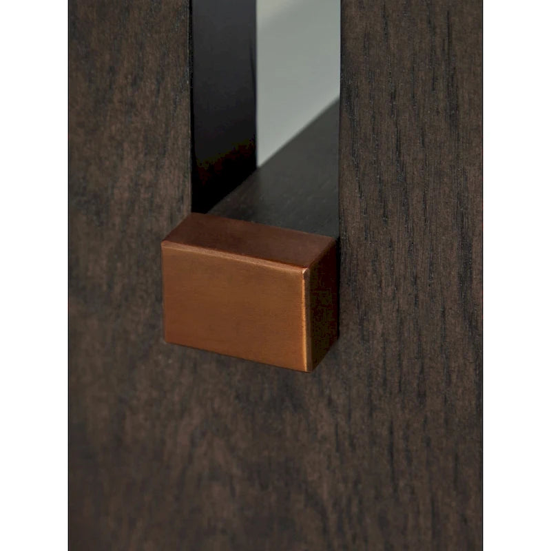 Console de canapé, plateau en marbre, pieds panneaux, bois marron 52 pouces