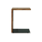 Table d'appoint, design en C en bois massif, 45 cm, marron foncé