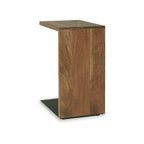 Table d'appoint, design en C en bois massif, 45 cm, marron foncé