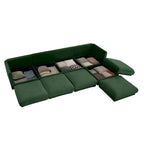 Canapé modulable en L rembourré en chenille de 142,5 po avec rangement sous l'assise