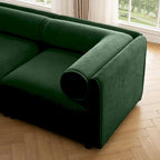 Canapé modulable en L rembourré en chenille de 142,5 po avec rangement sous l'assise
