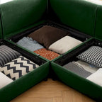 Canapé modulable en L rembourré en chenille de 142,5 po avec rangement sous l'assise