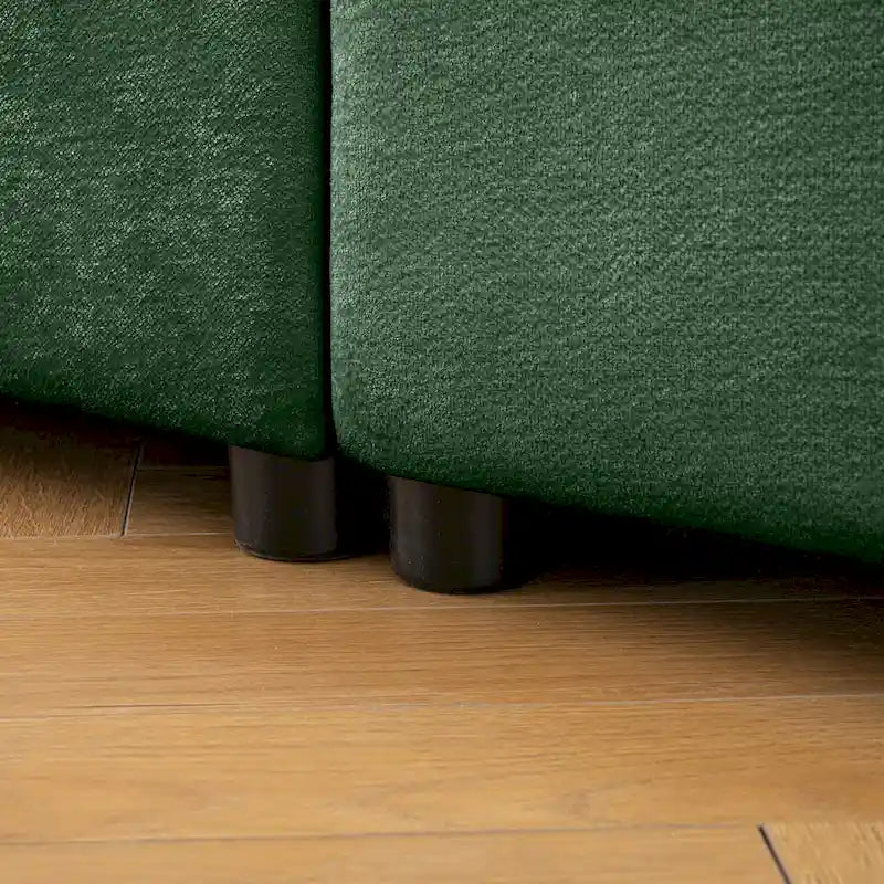 Canapé modulable en L rembourré en chenille de 142,5 po avec rangement sous l'assise
