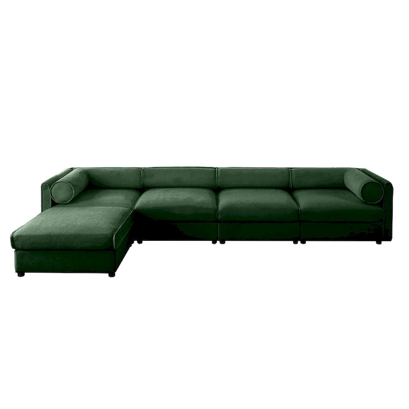 Canapé modulable en L rembourré en chenille de 142,5 po avec rangement sous l'assise