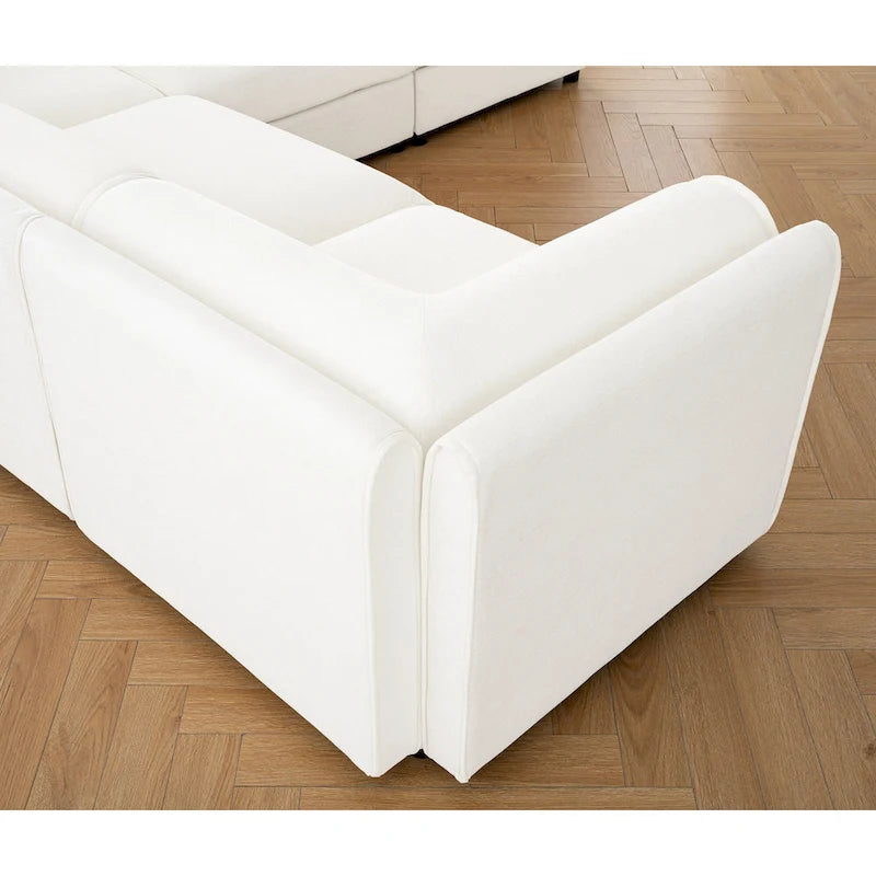 Canapé modulable en L rembourré en chenille de 142,5 po avec rangement sous l'assise