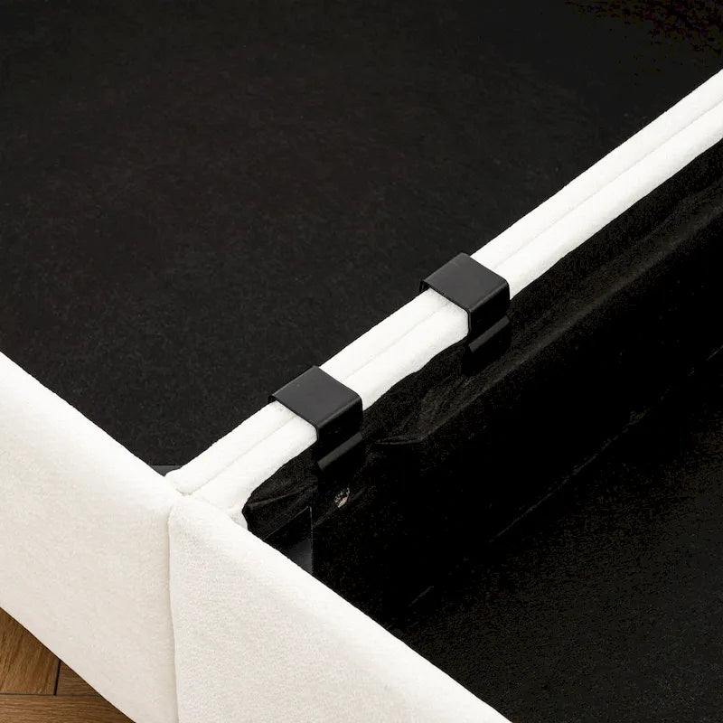 Canapé modulable en L rembourré en chenille de 142,5 po avec rangement sous l'assise