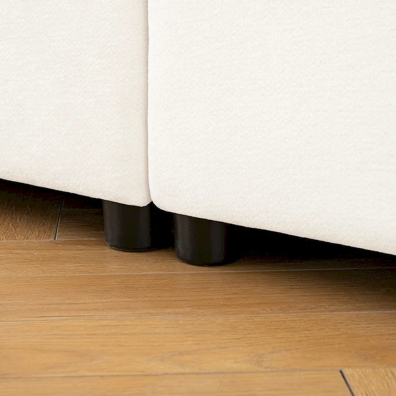 Canapé modulable en L rembourré en chenille de 142,5 po avec rangement sous l'assise