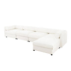 Canapé modulable en L rembourré en chenille de 142,5 po avec rangement sous l'assise