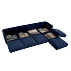 Canapé modulable en L rembourré en chenille de 142,5 po avec rangement sous l'assise