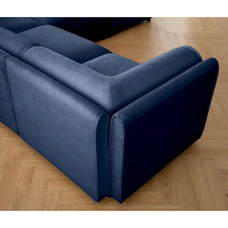Canapé modulable en L rembourré en chenille de 142,5 po avec rangement sous l'assise