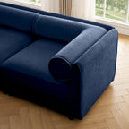 Canapé modulable en L rembourré en chenille de 142,5 po avec rangement sous l'assise