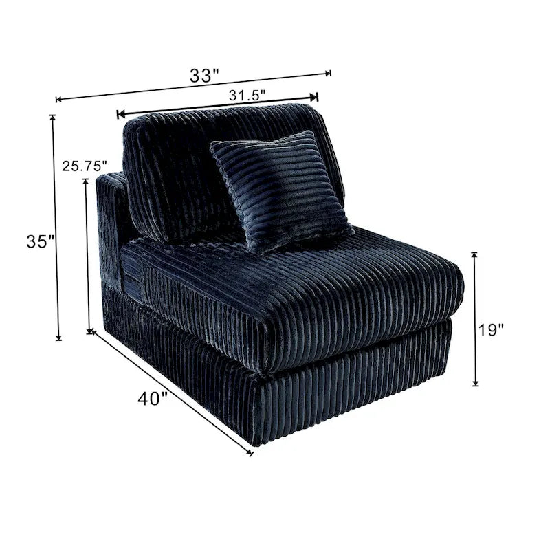 Grand canapé modulable d'angle 6 places en velours côtelé