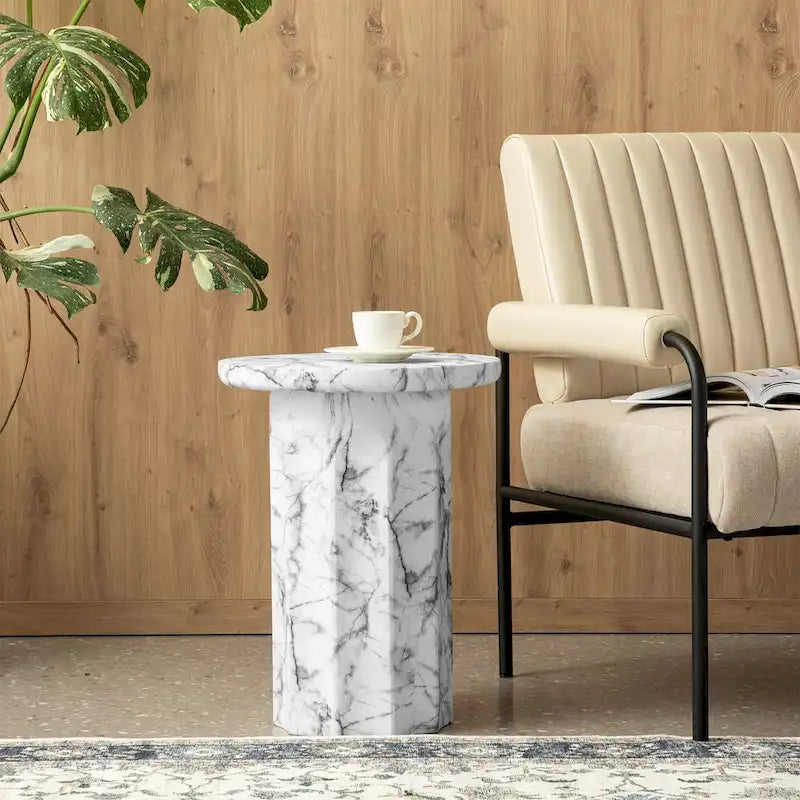 Table d'appoint moderne en faux marbre MGO de 20,75 po de hauteur
