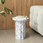 Table d'appoint moderne en faux marbre MGO de 20,75 po de hauteur