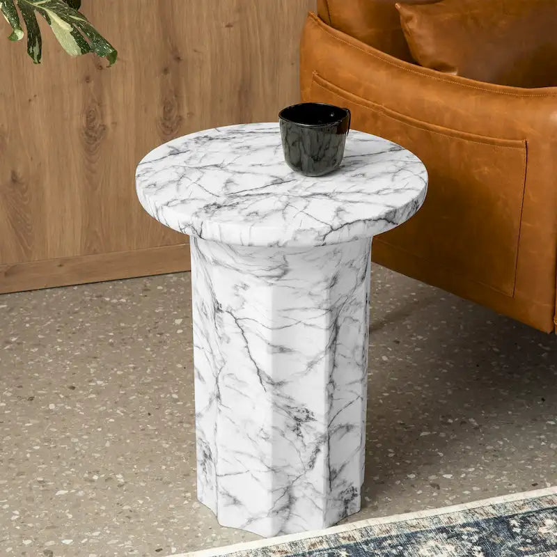 Table d'appoint moderne en faux marbre MGO de 20,75 po de hauteur