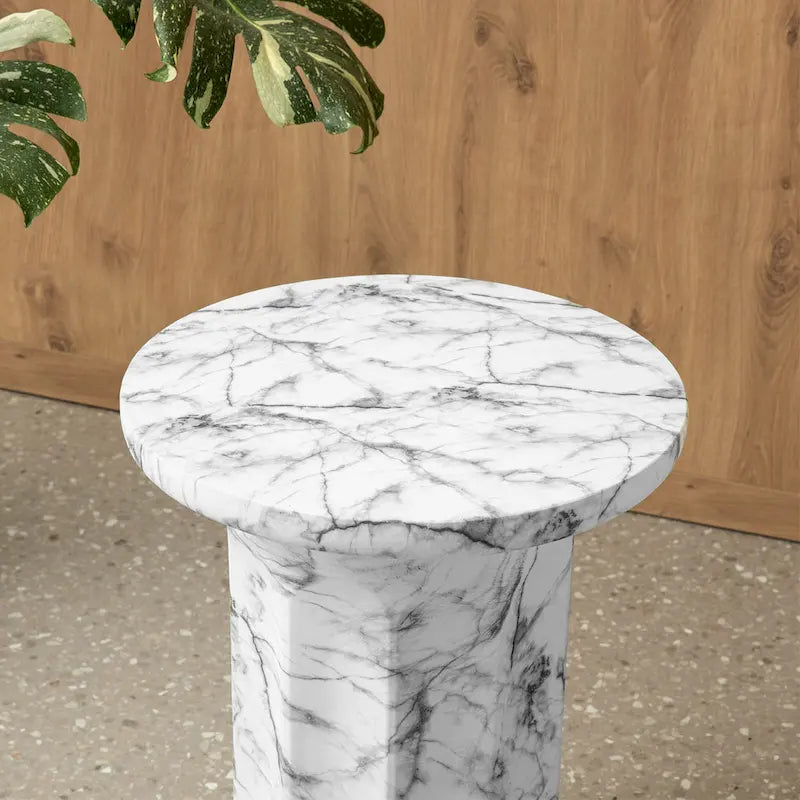 Table d'appoint moderne en faux marbre MGO de 20,75 po de hauteur