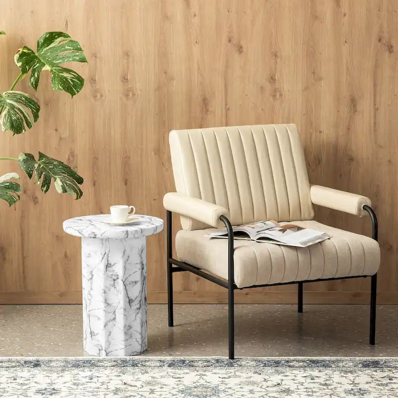 Table d'appoint moderne en faux marbre MGO de 20,75 po de hauteur