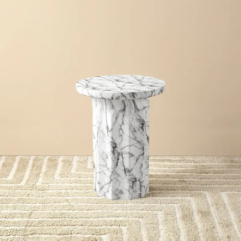 Table d'appoint moderne en faux marbre MGO de 20,75 po de hauteur
