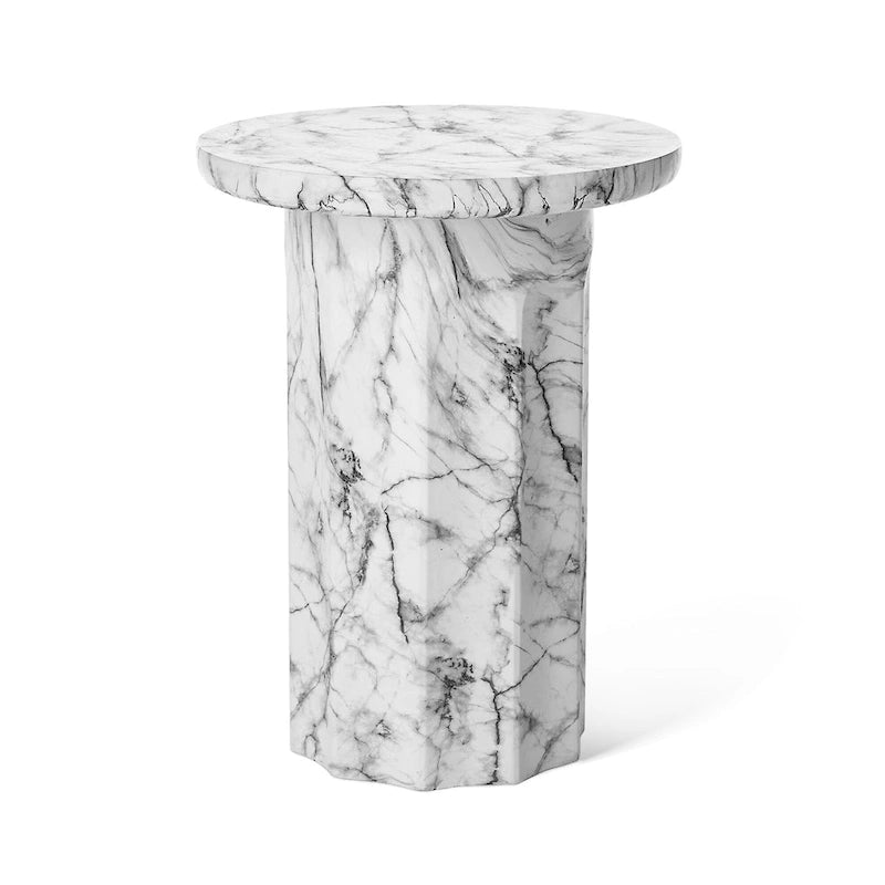 Table d'appoint moderne en faux marbre MGO de 20,75 po de hauteur
