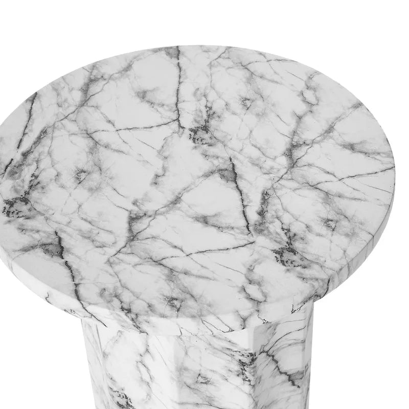 Table d'appoint moderne en faux marbre MGO de 20,75 po de hauteur