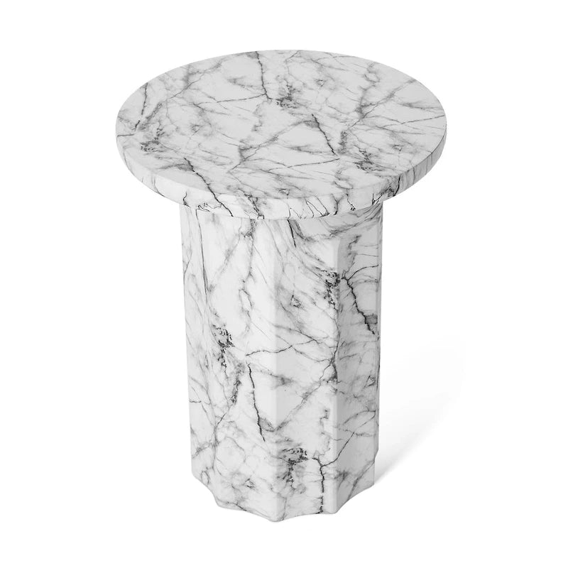 Table d'appoint moderne en faux marbre MGO de 20,75 po de hauteur