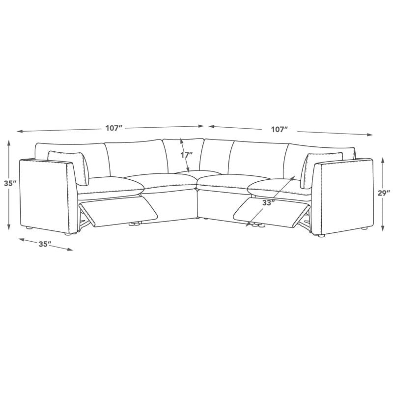 Canapé sectionnel inclinable électrique 107 W