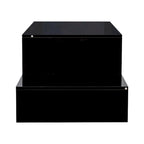 Table basse moderne minimaliste élégante à double plateau avec rangement ouvert, pour salon, noire