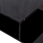 Table basse moderne minimaliste élégante à double plateau avec rangement ouvert, pour salon, noire