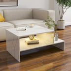 Table basse moderne minimaliste élégante à double plateau avec rangement ouvert, pour salon, noire