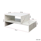 Table basse moderne minimaliste élégante à double plateau avec rangement ouvert, pour salon, noire