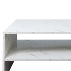 Table basse moderne minimaliste élégante à double plateau avec rangement ouvert, pour salon, noire