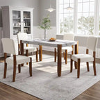 Ensemble de salle à manger 5 pièces, ensemble de salle à manger de cuisine pour 4 personnes avec table effet marbre et 4 chaises rembourrées