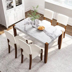 Ensemble de salle à manger 5 pièces, ensemble de salle à manger de cuisine pour 4 personnes avec table effet marbre et 4 chaises rembourrées